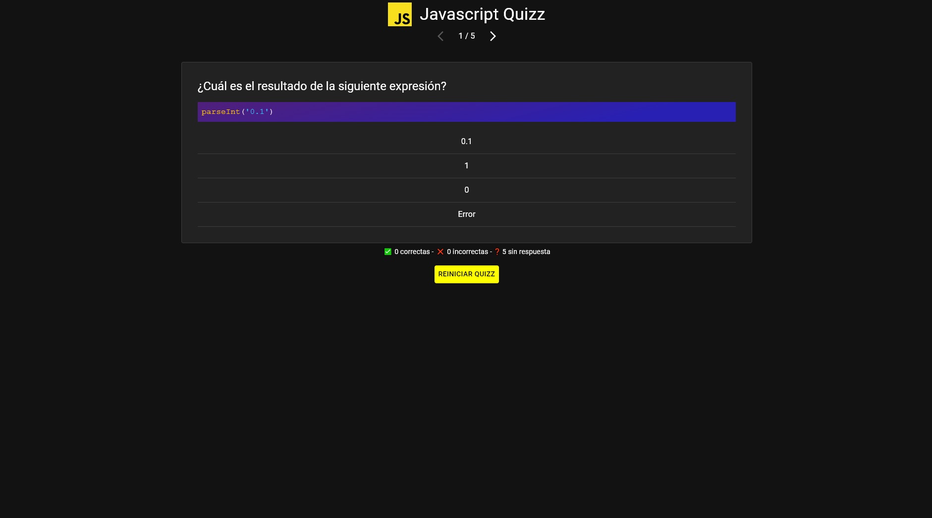 Javascript Quizz Project Image